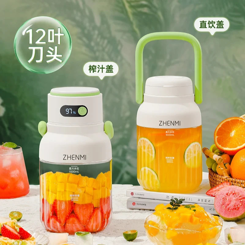 ZHENMI BPA-Free Cordless Blender Portable Juicer 33oz
